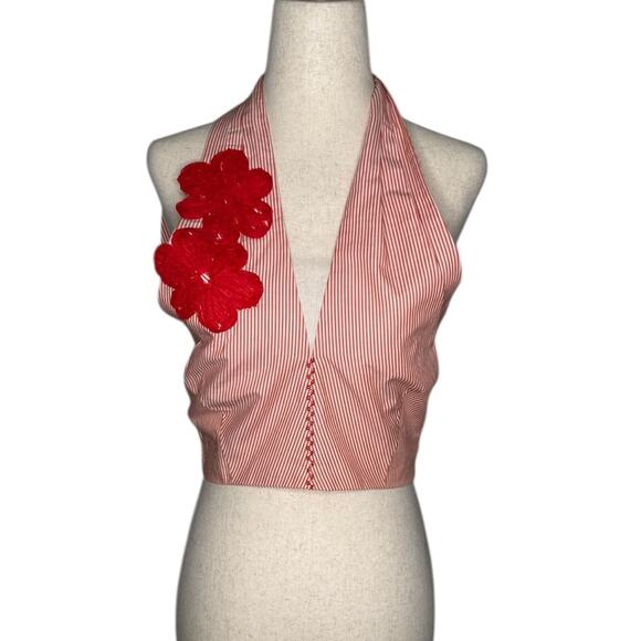 Silvia Tcherassi Eos Embroidered Cotton Cropped Top - Sz Small - Picture 4 of 11